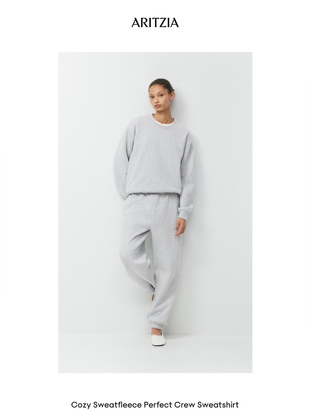 Aritzia Gray Cozy Sweatfleece Crewneck